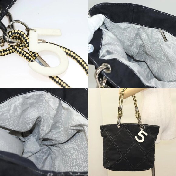CHANEL Tote Bag Canvas Black Silver CC Auth BA4041 - Picture 15 of 15